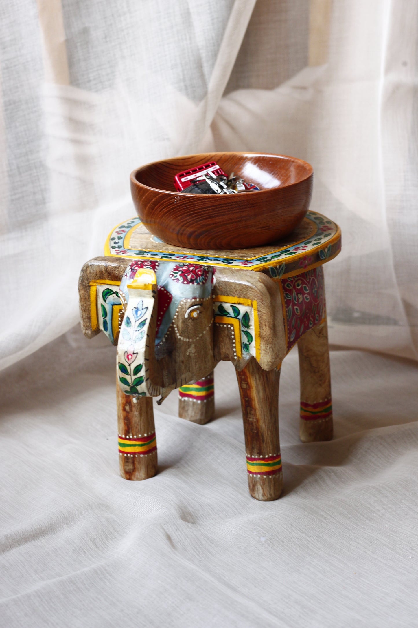 Elephant Stool – Handcrafted Pichwai Painted (Wooden) 8"