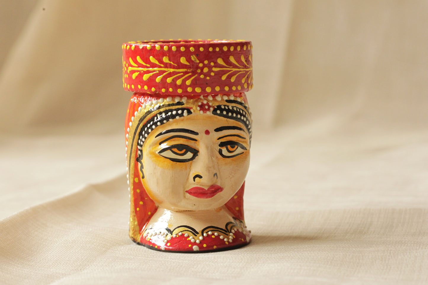 Hand-Painted Wooden Musician Candle Holder Set (Pair) – Rajasthani Folk Art