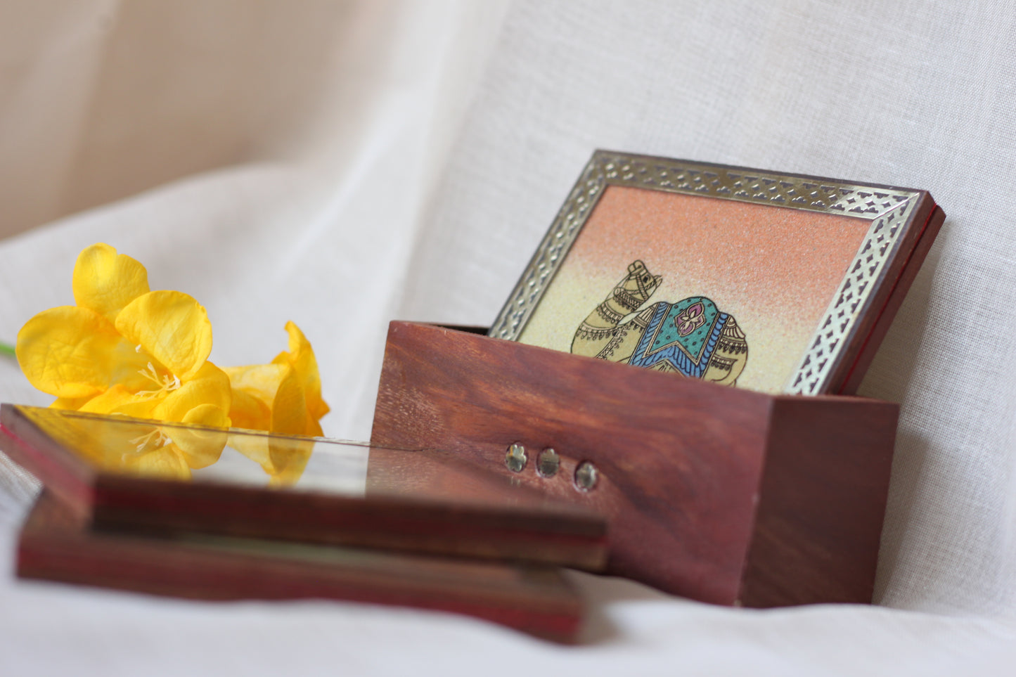 Hand-Painted Wooden Camel Tea Coaster Set